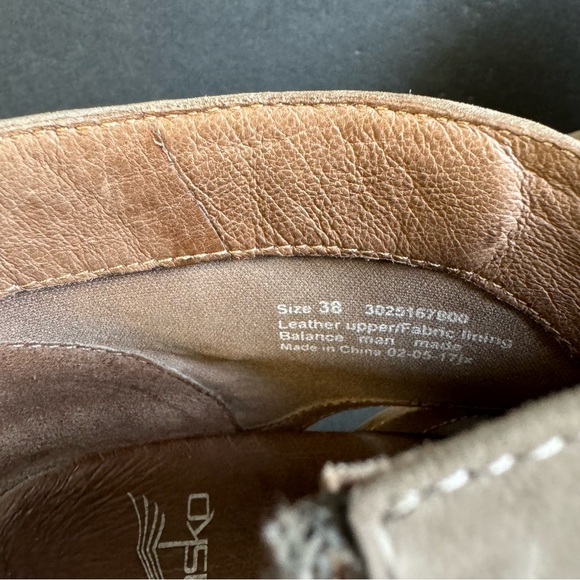 Dansko Delphina Peep-Toe Ankle Bootie Tan Leather Womens 38 Heeled Boots - Picture 10 of 12